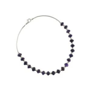 Collier en améthyste poli avec des apprêts en argent massif 925-1000.